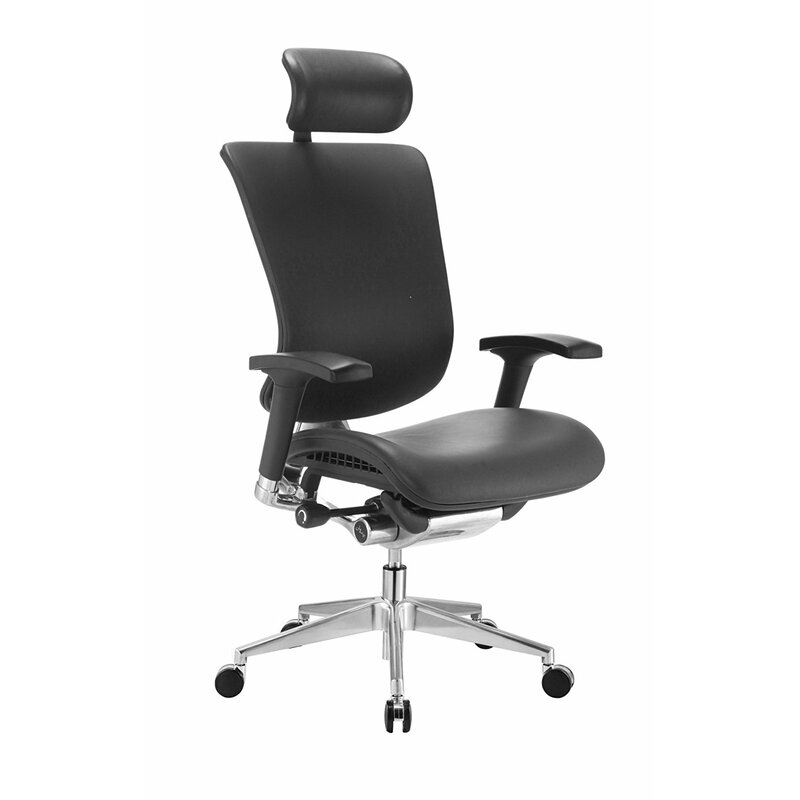 Symple Stuff Ergonomic Genuine Leather Task Chair | Wayfair